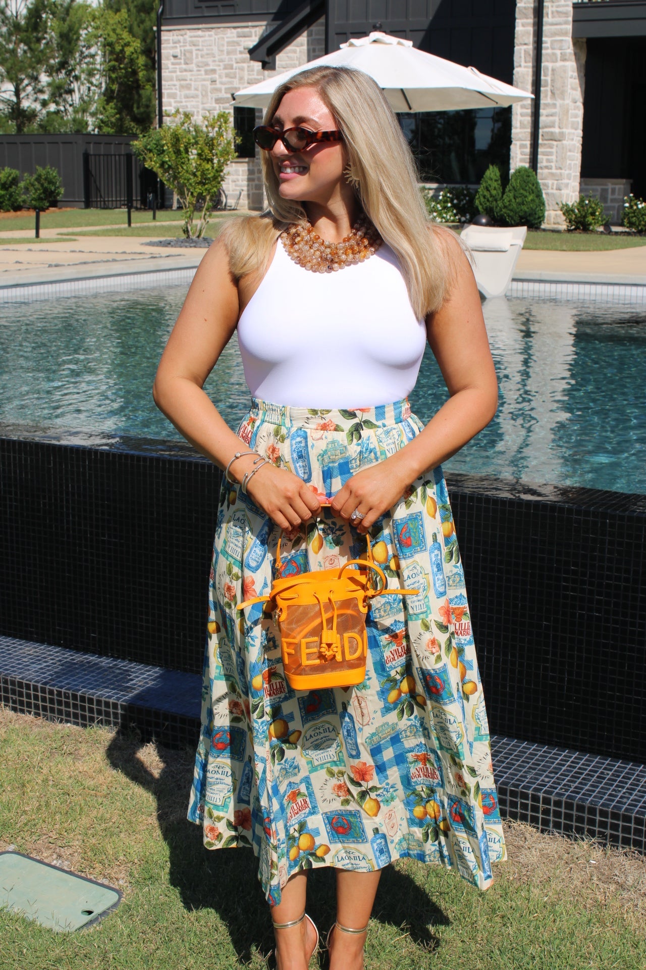 Lake Como A-Line Midi Skirt