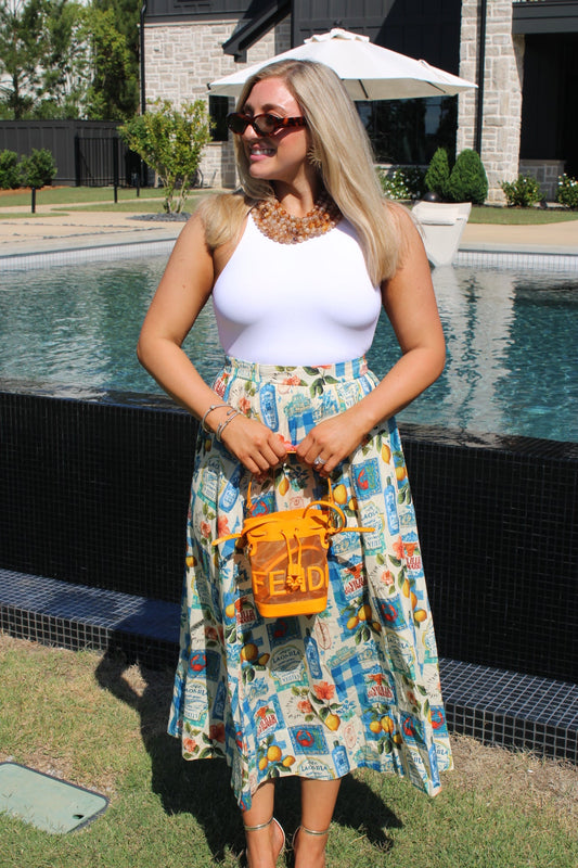 Lake Como A-Line Midi Skirt