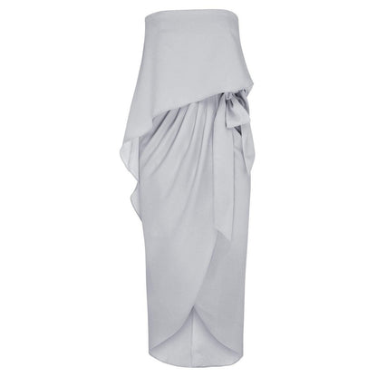 Fleur Silver Dress | Women's Strapless Midi Dress