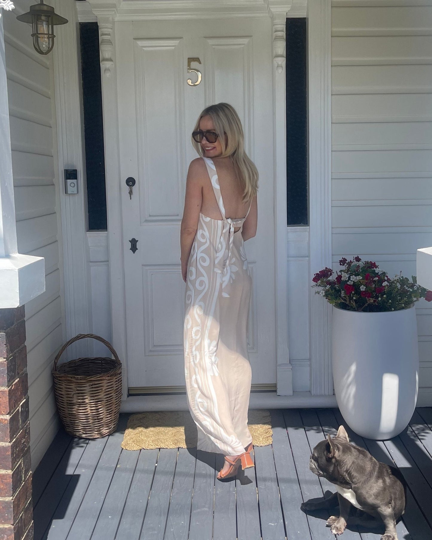 Holden Dress Beige Floral | Women's Linen Maxi Dress