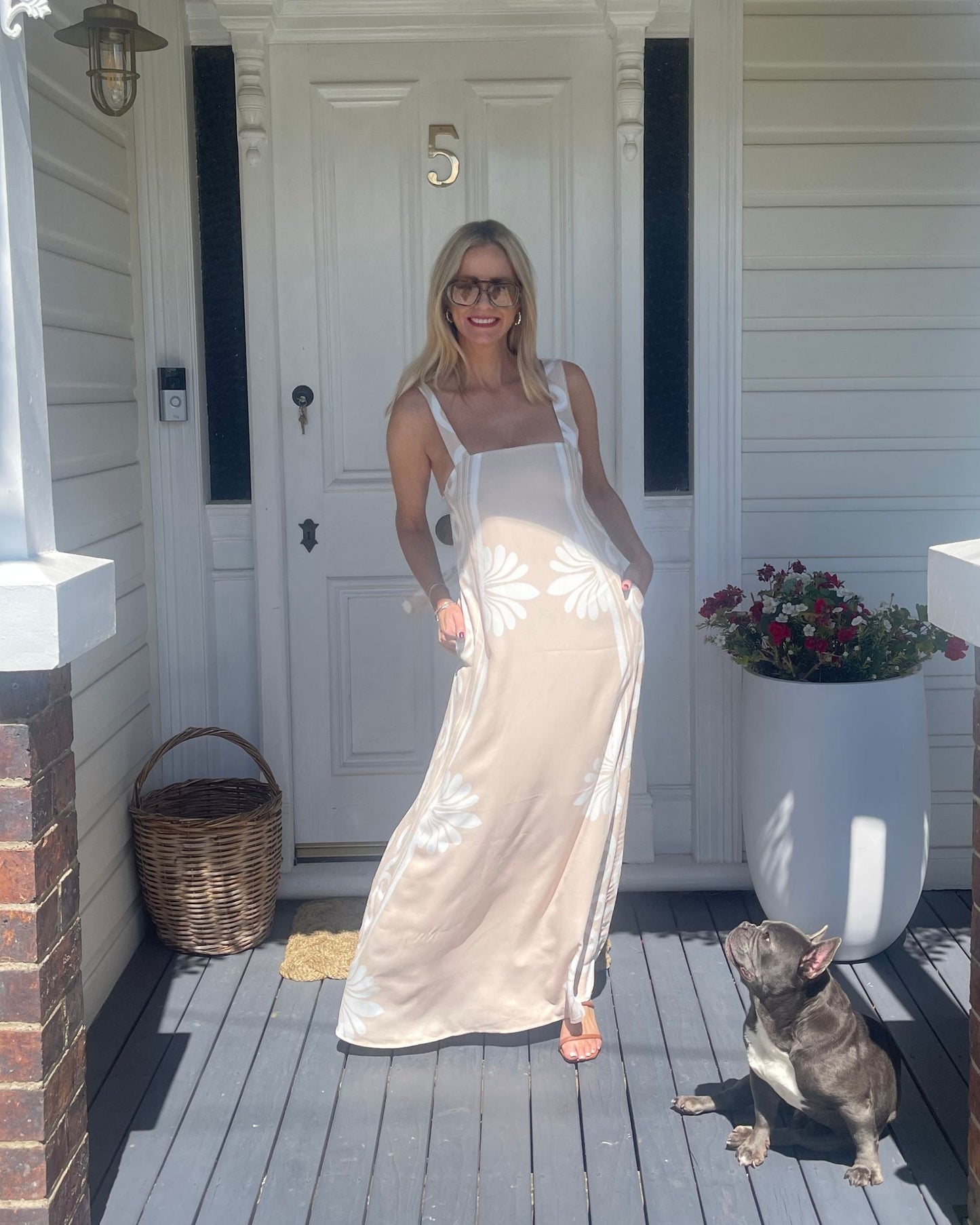 Holden Dress Beige Floral | Women's Linen Maxi Dress