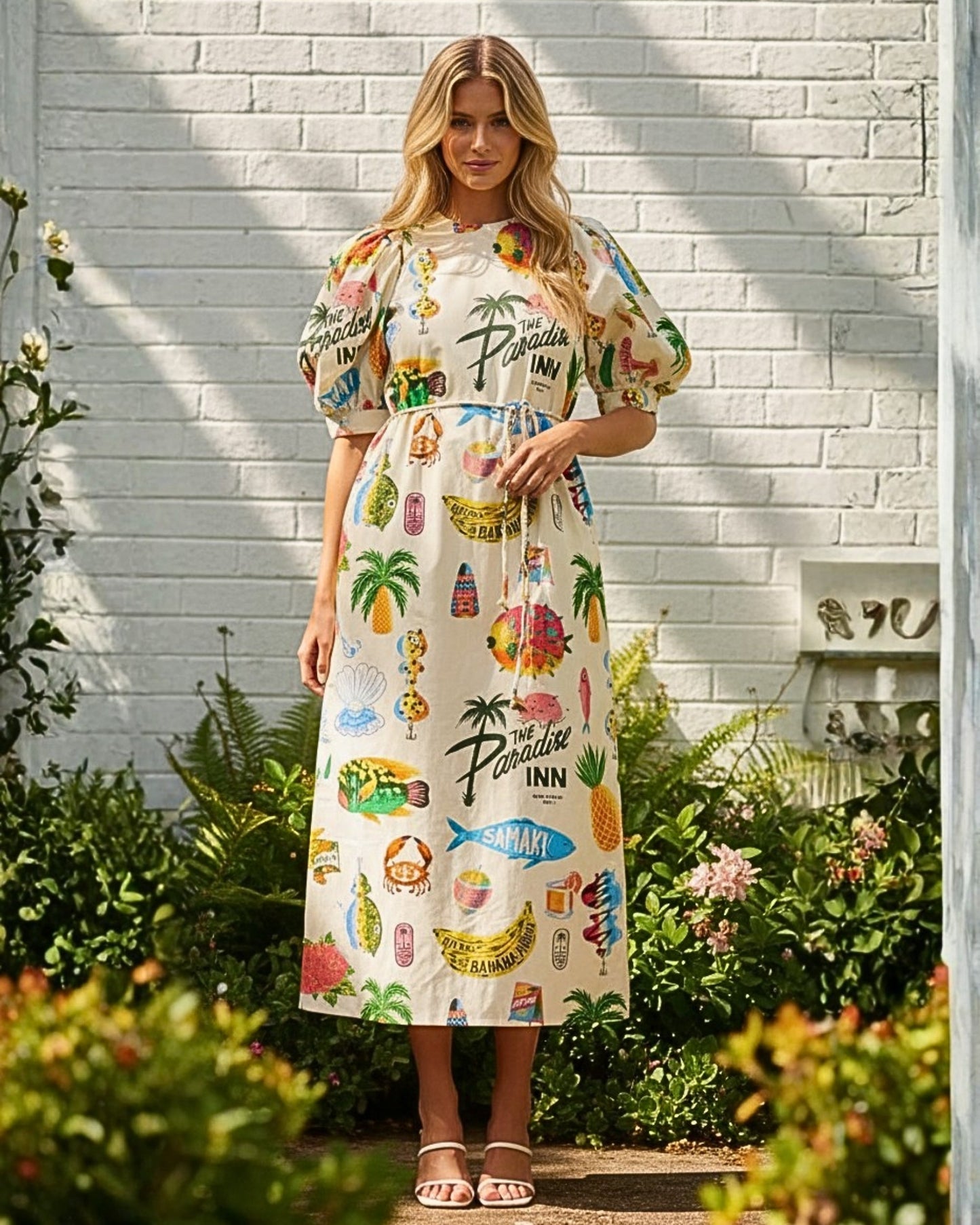 Philomene Multi Print Dress | Women's Tropical Midi Dress