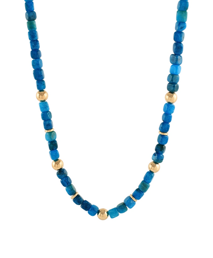 Cube Marble Stone & CCB Ball Necklace