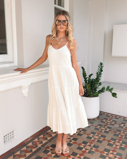 Sonya Dress - White | Women's Linen Midi Dress