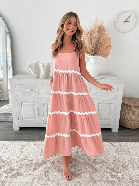 Taline Pink Multi Dress | Women's Cotton Maxi Dress