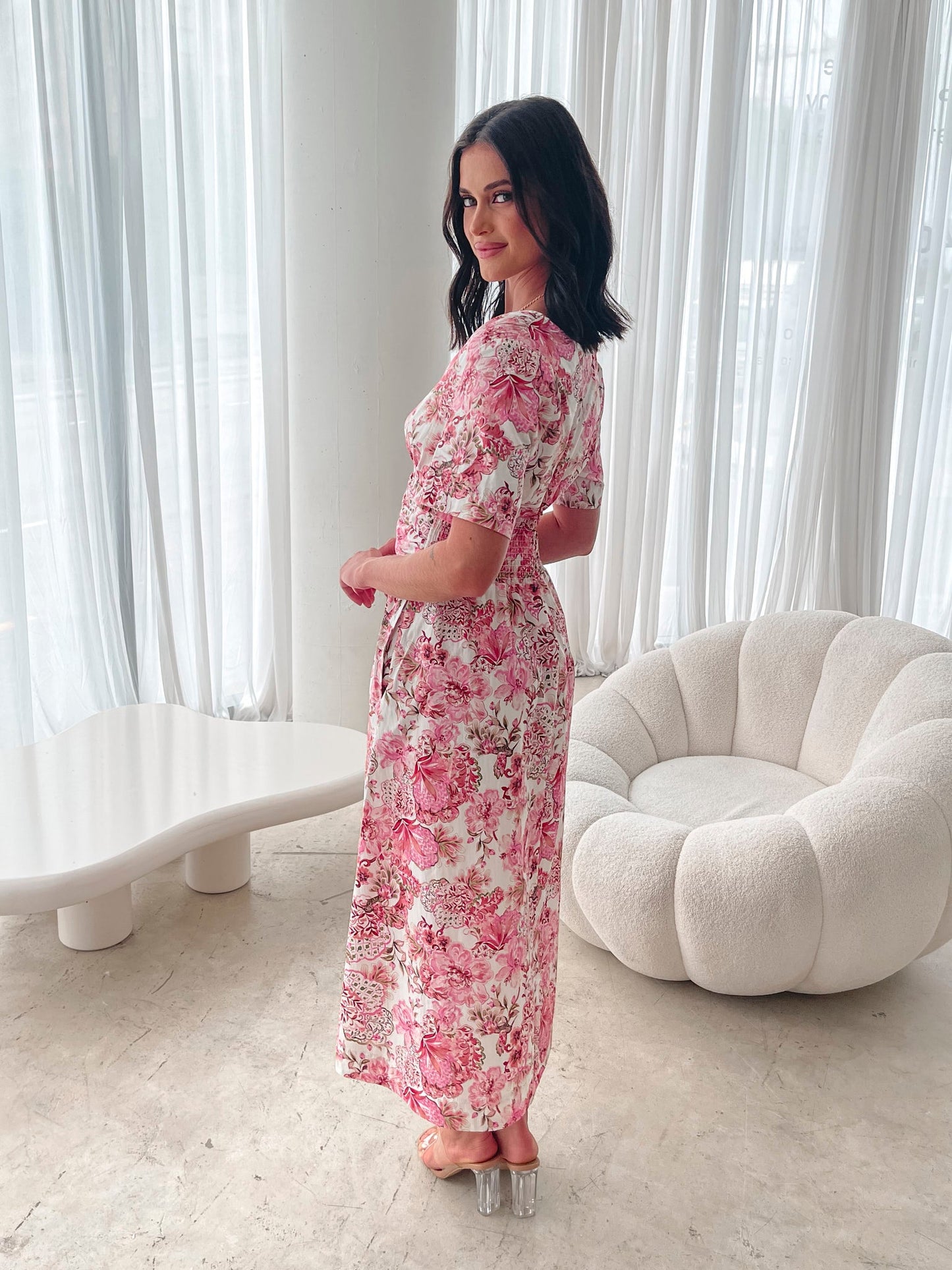 Tivona Ornamental Rose Dress | Women's Floral Midi Dress