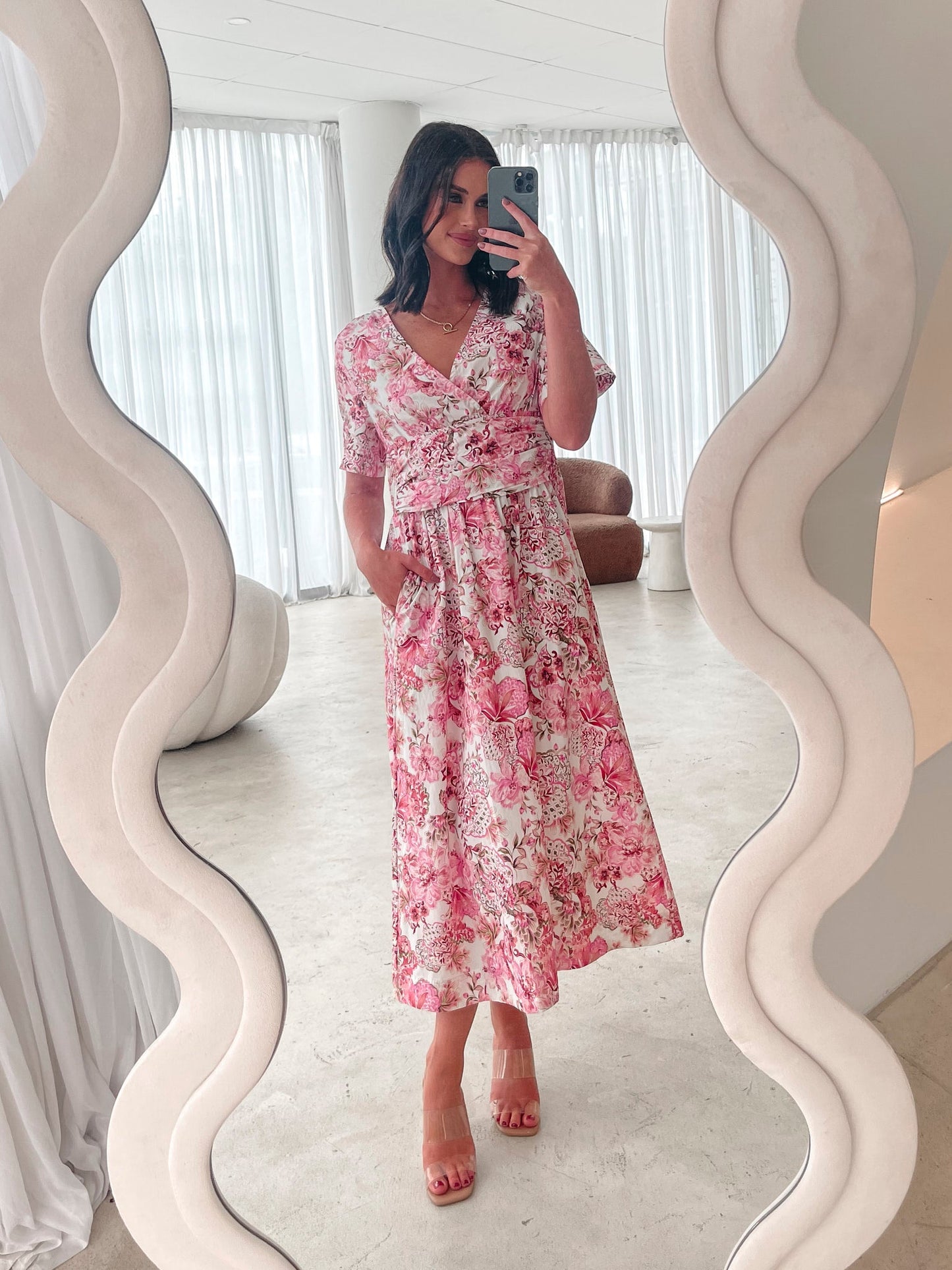 Tivona Ornamental Rose Dress | Women's Floral Midi Dress