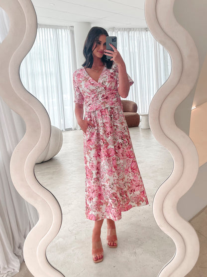 Tivona Ornamental Rose Dress | Women's Floral Midi Dress