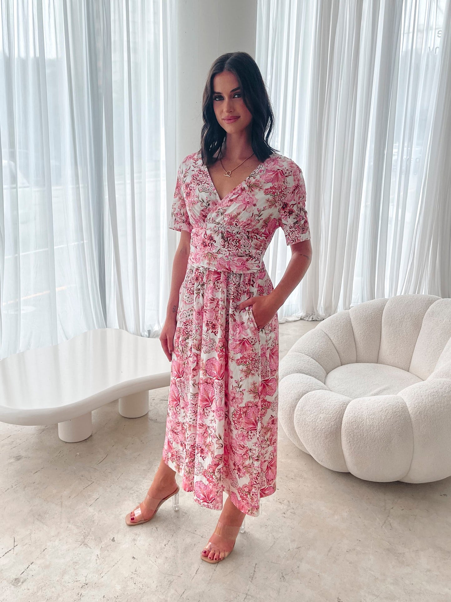 Tivona Ornamental Rose Dress | Women's Floral Midi Dress