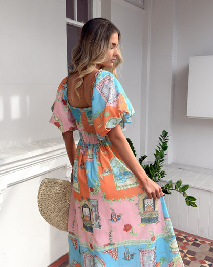 Tomika Dress - Multi Print | Women's Printed Midi Dress