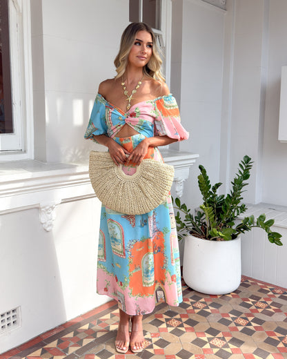 Tomika Dress - Multi Print | Women's Printed Midi Dress