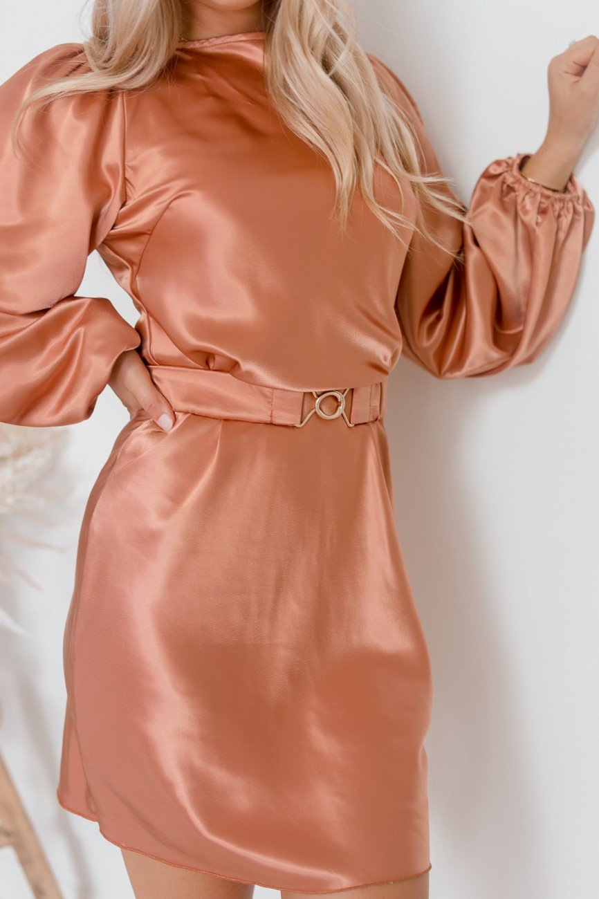 Tonneli Rust Dress | Women's Satin Mini Dress