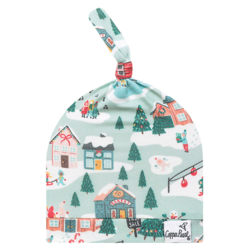 Top Knot Hat - Snowy Slopes