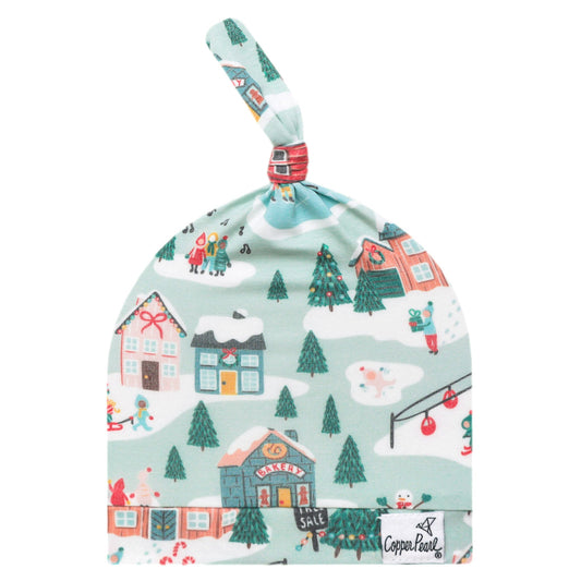 Top Knot Hat - Snowy Slopes