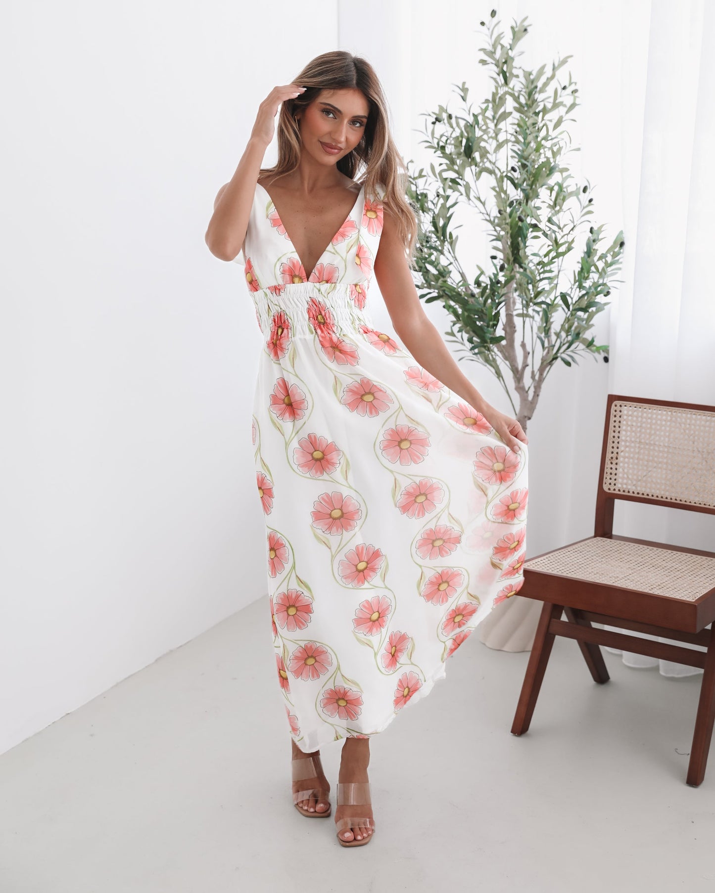 Vivia White Floral Dress | Women's Floral Maxi Dress