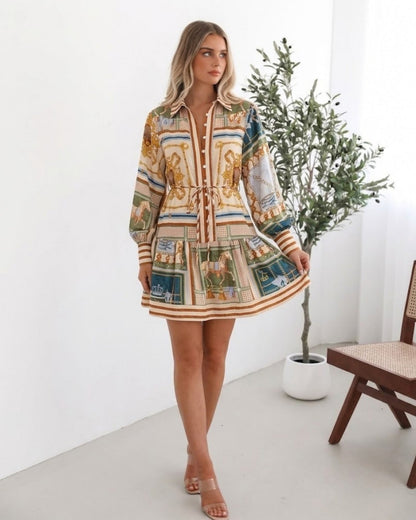 Zetian Multi Print Mini Dress | Women's Printed Shirt Dress