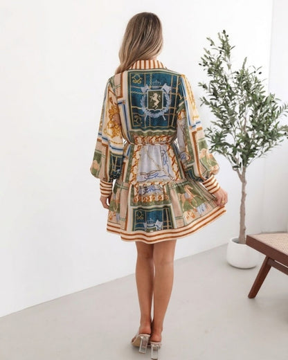 Zetian Multi Print Mini Dress | Women's Printed Shirt Dress