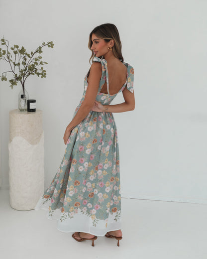 Zyrelise Mint Floral Dress | Women's Floral Maxi Dress