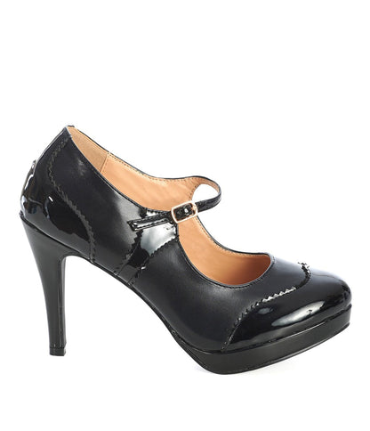 Banned Black Patent Leatherette Mary Jane Pumps