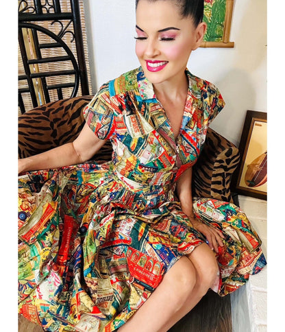 Bernie Dexter Robot Spaceman Kelly Flare Dress