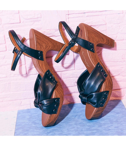 Black Knotted Platform Heels