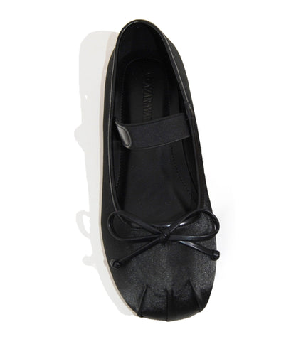 Black Satin Mary Jane Flats