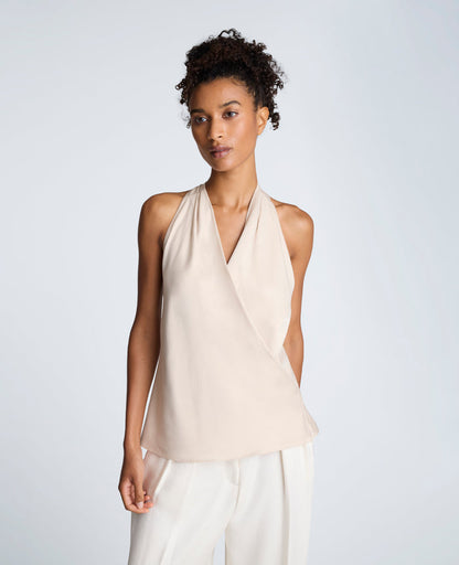 Blusa cruzada con cuello halter para mujer