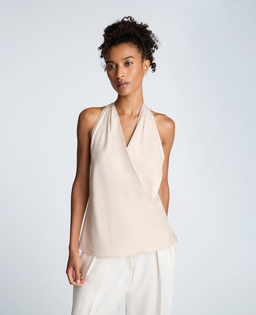 Blusa cruzada con cuello halter para mujer