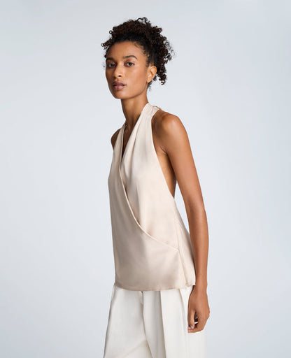 Blusa cruzada con cuello halter para mujer