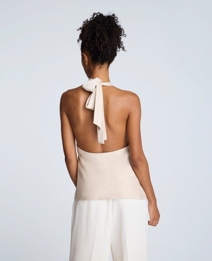 Blusa cruzada con cuello halter para mujer