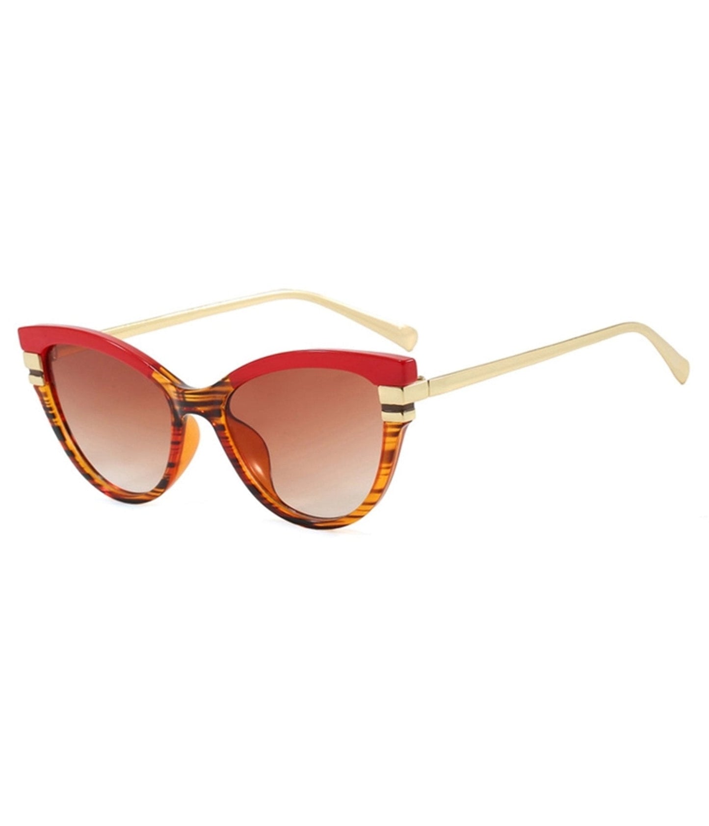 Unique Vintage Brown & Red Cat Eye Sunglasses