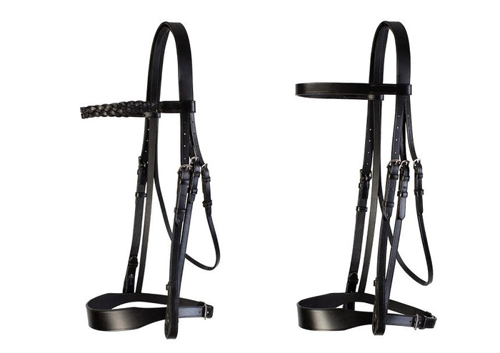 Cameo Equine Hunt/Show Bridle with 2 browbands- Black