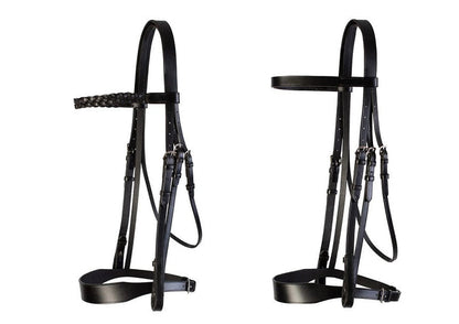 Cameo Equine Hunt/Show Bridle with 2 browbands- Black