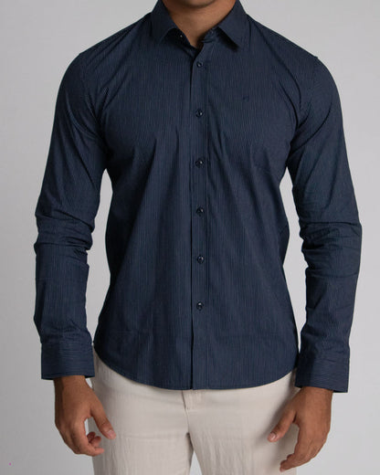 Camisa casual manga larga para hombre navy