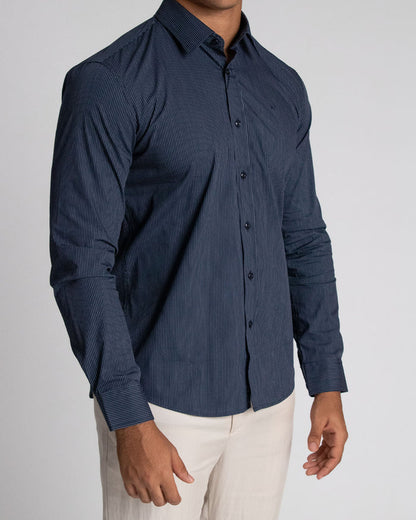 Camisa casual manga larga para hombre navy