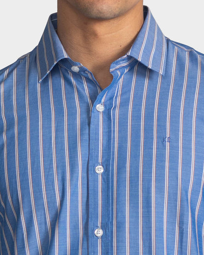 Camisa manga larga a rayas para hombre blue