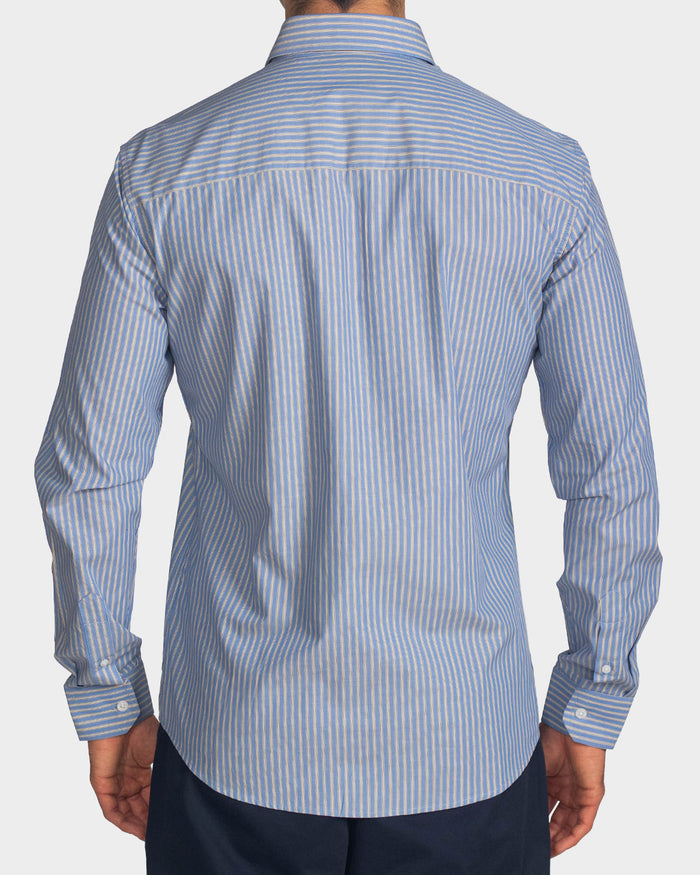 Camisa manga larga a rayas para hombre blue