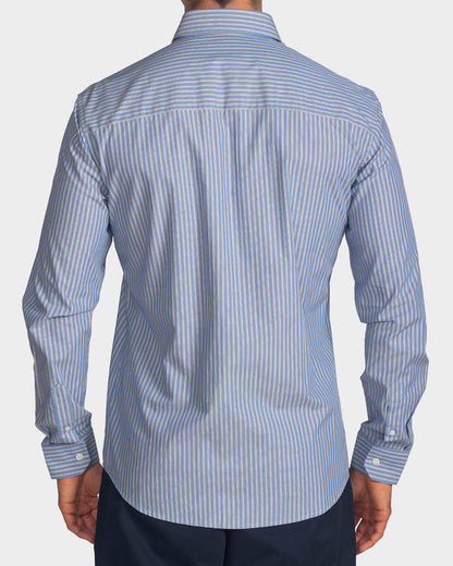 Camisa manga larga a rayas para hombre blue