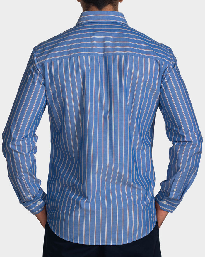 Camisa manga larga a rayas para hombre blue
