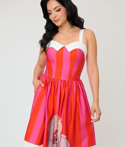 Disney Dumbo Collection by Unique Vintage Red & Pink Stripe Dumbo Swing Dress
