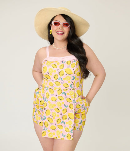 Disney Food Collection by Unique Vintage Plus Size Pink Lemonade Skirted Dolly Romper