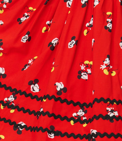 Disney Mickey & Friends Collection by Unique Vintage Red Mickey Print Swing Dress
