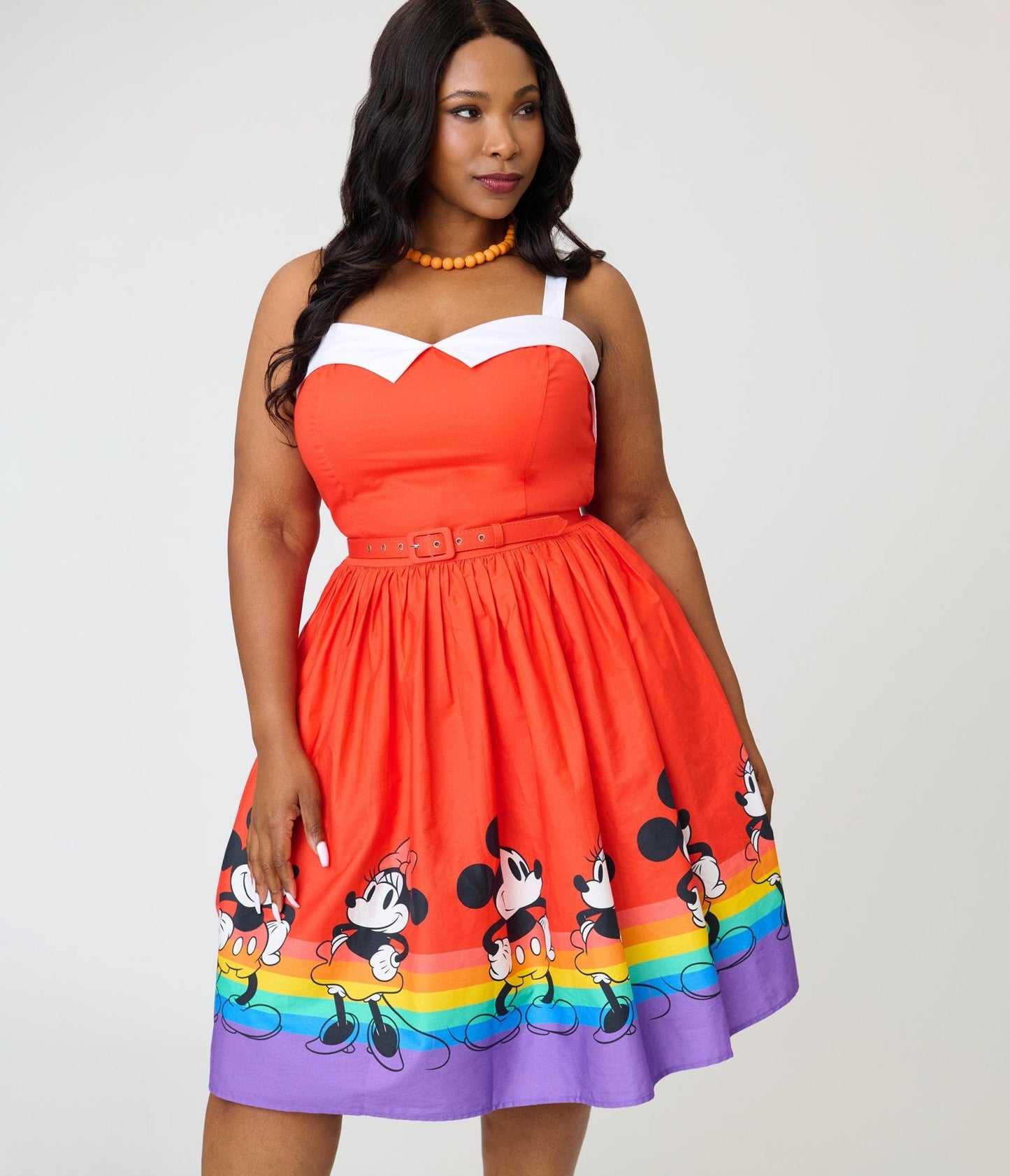Disney Pride Collection by Unique Vintage Plus Size Mickey & Minnie Rainbow Rachel Swing Dress