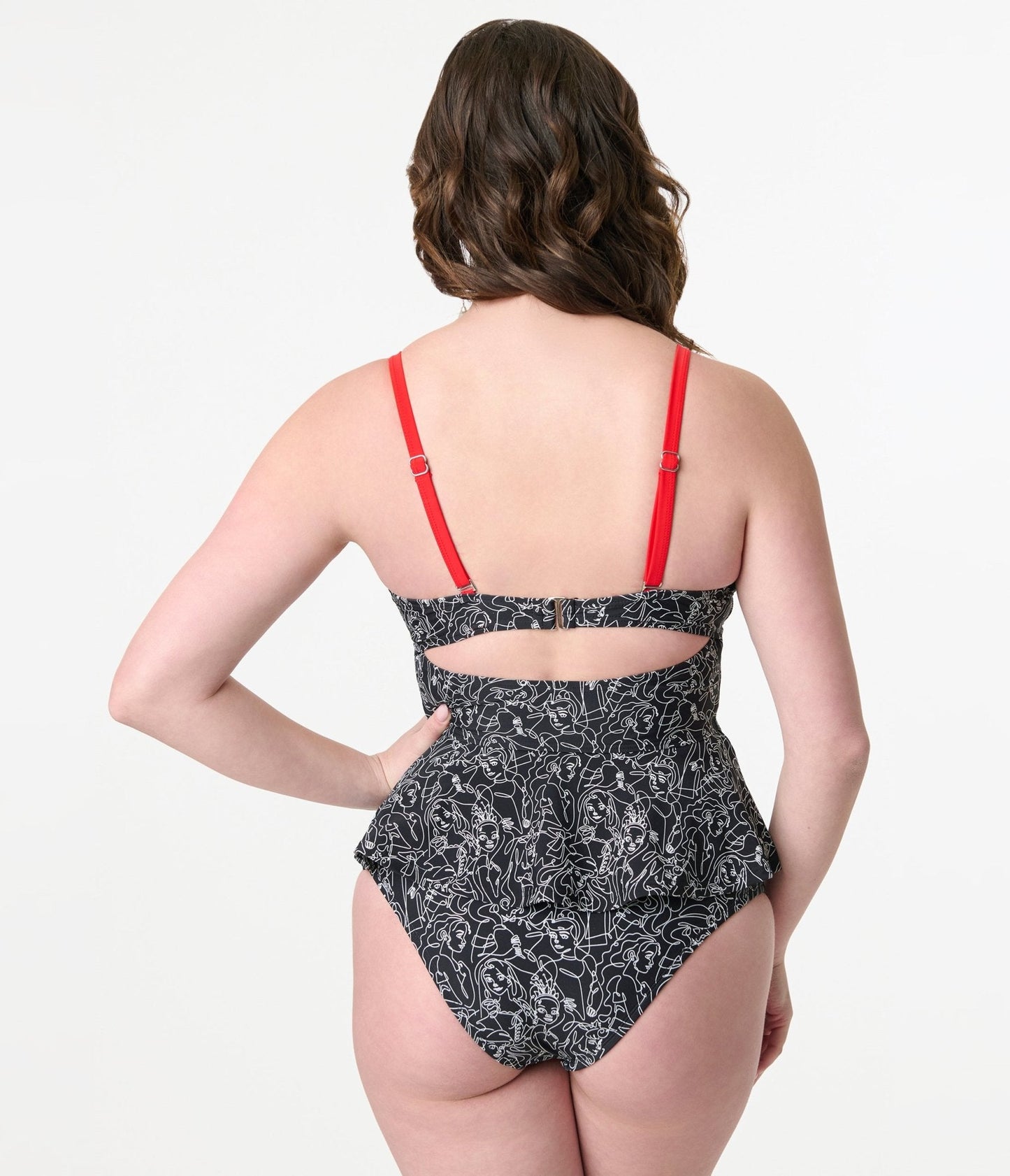 Disney Princess Collection by Unique Vintage Black & White Princess Print Swim Bottoms