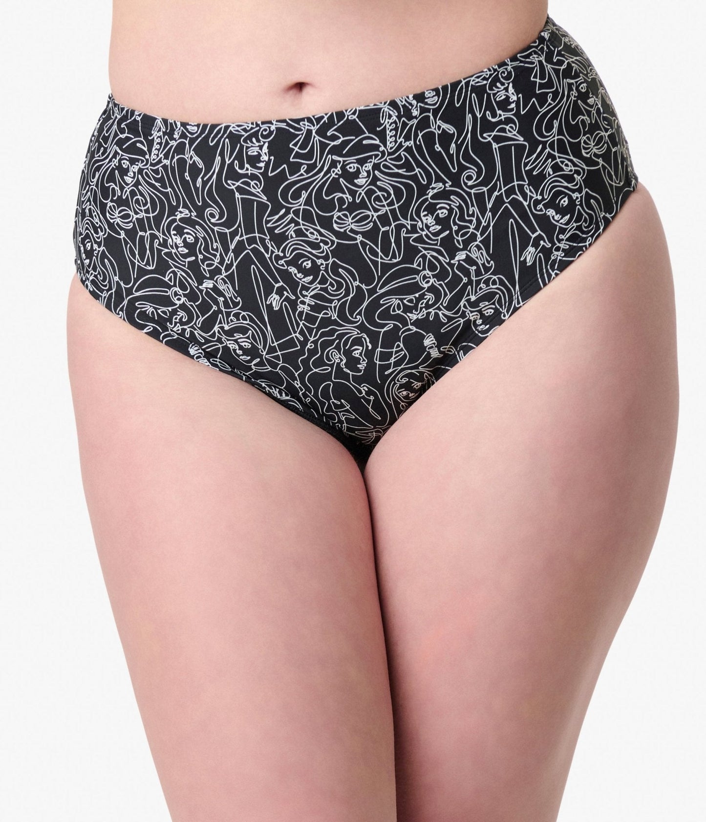 Disney Princess Collection by Unique Vintage Black & White Princess Print Swim Bottoms