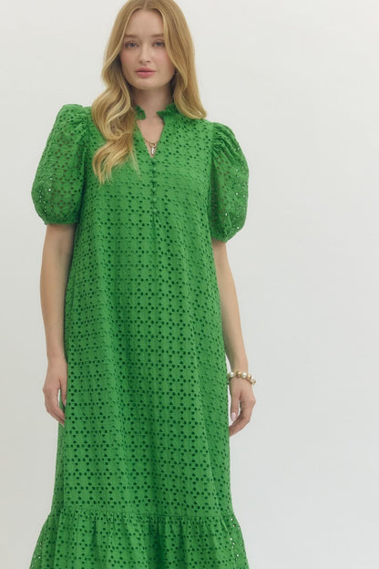 Holland Puff Sleeve Midi Dress