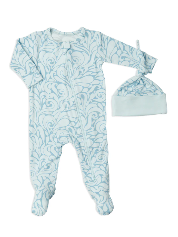 Everly Grey | 2-Piece Zipper Footie | Waves