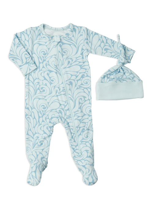 Everly Grey | 2-Piece Zipper Footie | Waves
