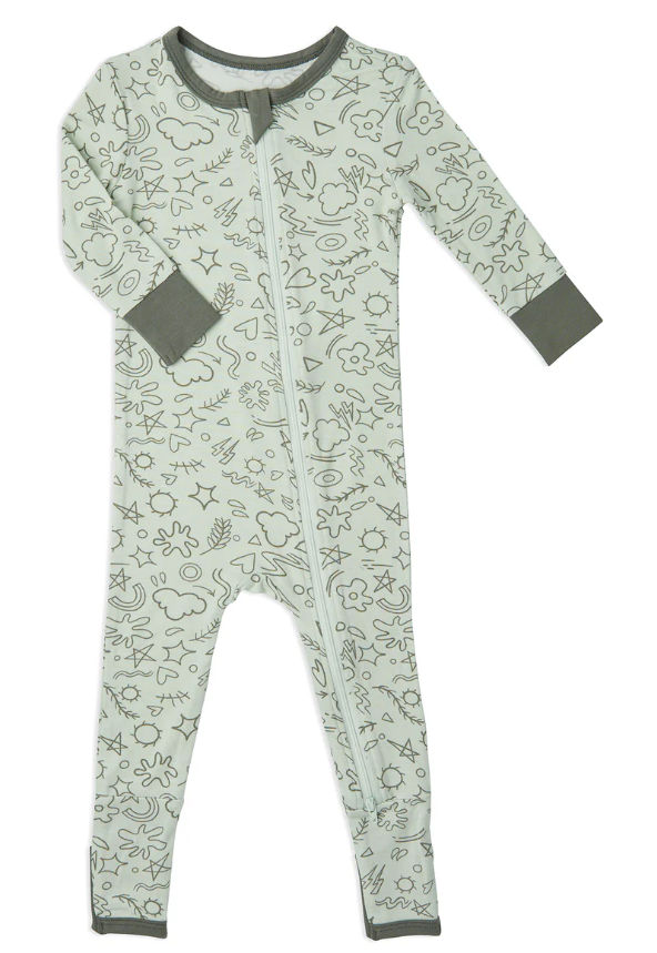 Everly Grey | Convertible Romper | Sage Doodle
