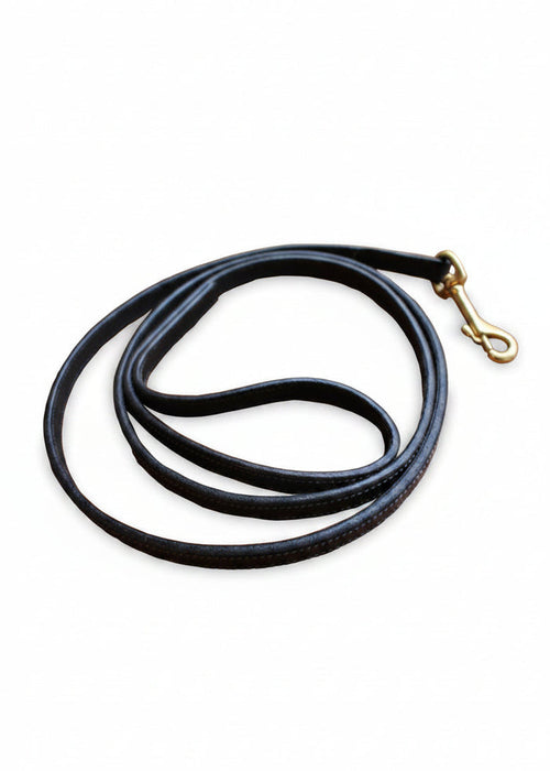 Flat leather leash Black